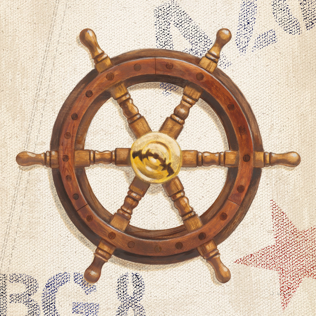 Reproduction of Nautical Wheel by James Wiens - Wall Decor Art