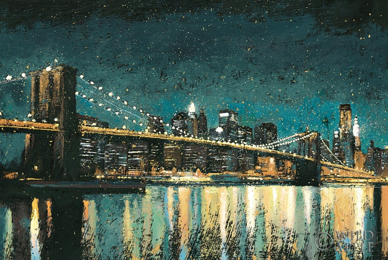 Reproduction of Bright City Lights Teal by James Wiens - Wall Decor Art