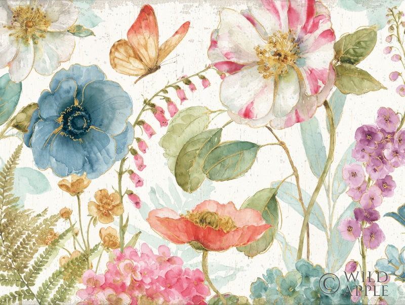 Reproduction of Rainbow Seeds Flowers I on Wood Crop by Lisa Audit - Wall Decor Art