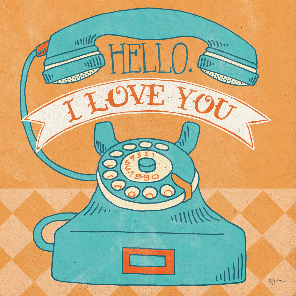 Reproduction of Hello I Love You Orange by Mary Urban - Wall Decor Art
