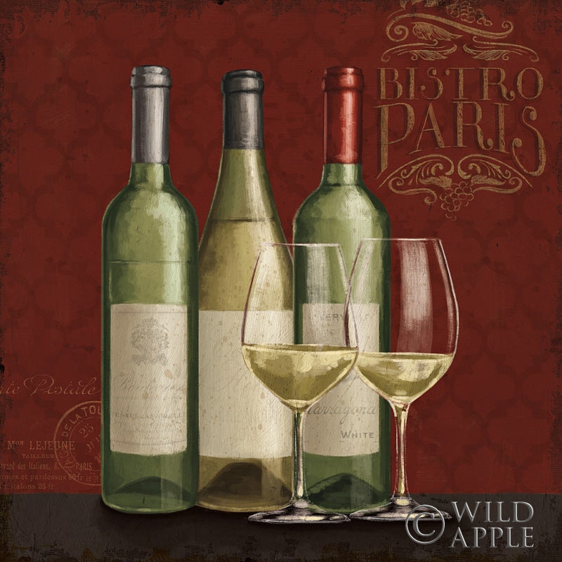 Reproduction of Bistro Paris White Wine v.2 by Janelle Penner - Wall Decor Art