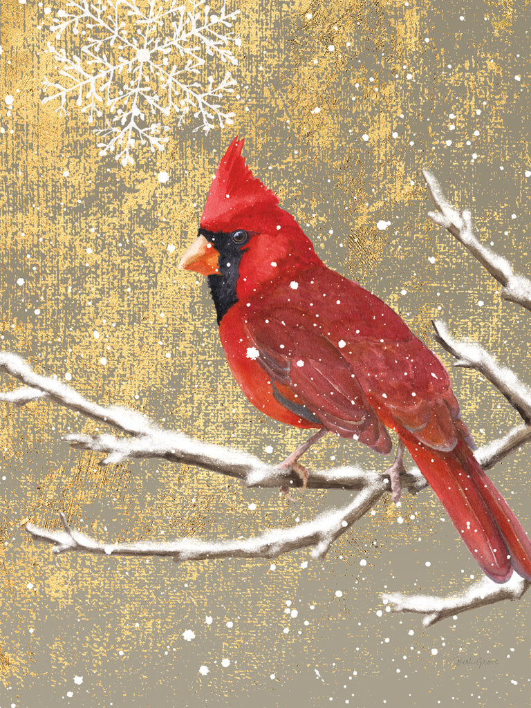 Reproduction of Winter Birds Cardinal Color by Beth Grove - Wall Decor Art