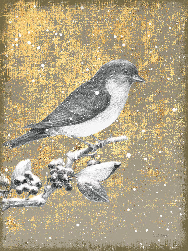 Reproduction of Winter Birds Bluebird Neutral by Beth Grove - Wall Decor Art