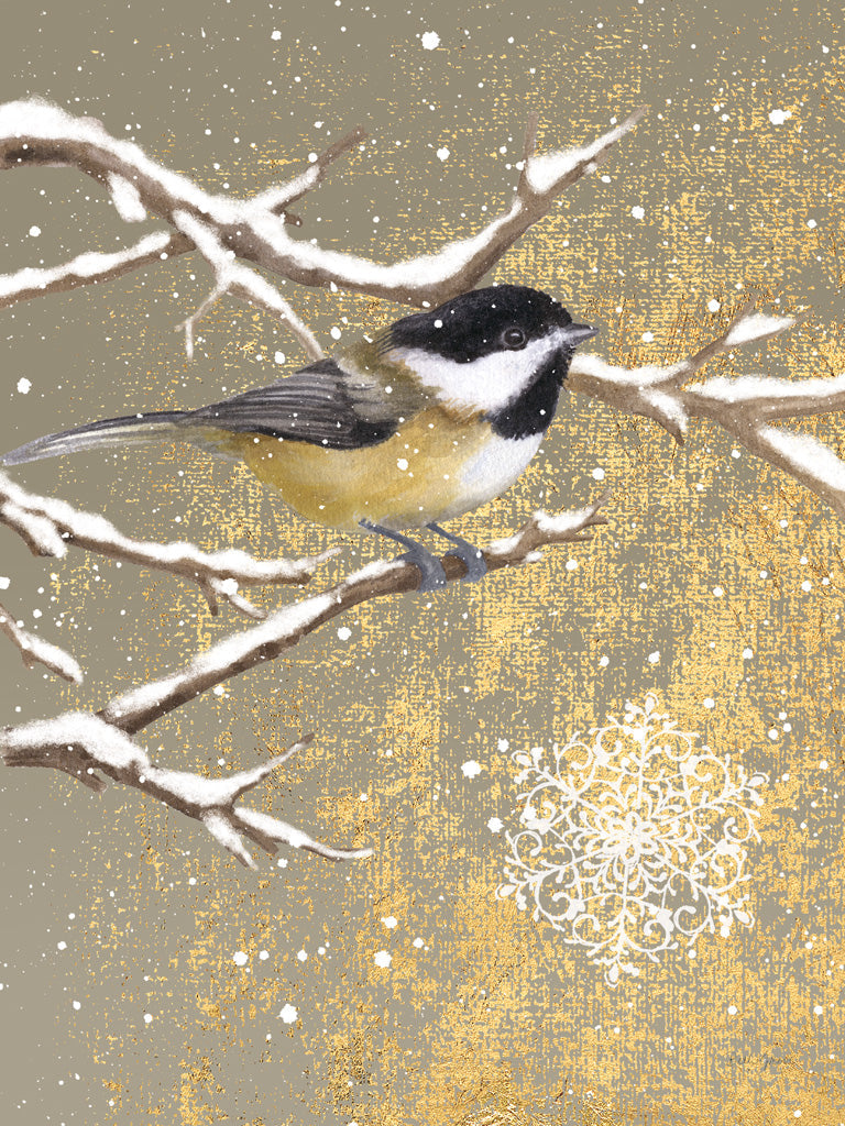 Reproduction of Winter Birds Chickadee Color by Beth Grove - Wall Decor Art