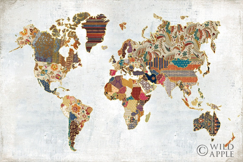 Reproduction of Pattern World Map by Laura Marshall - Wall Decor Art