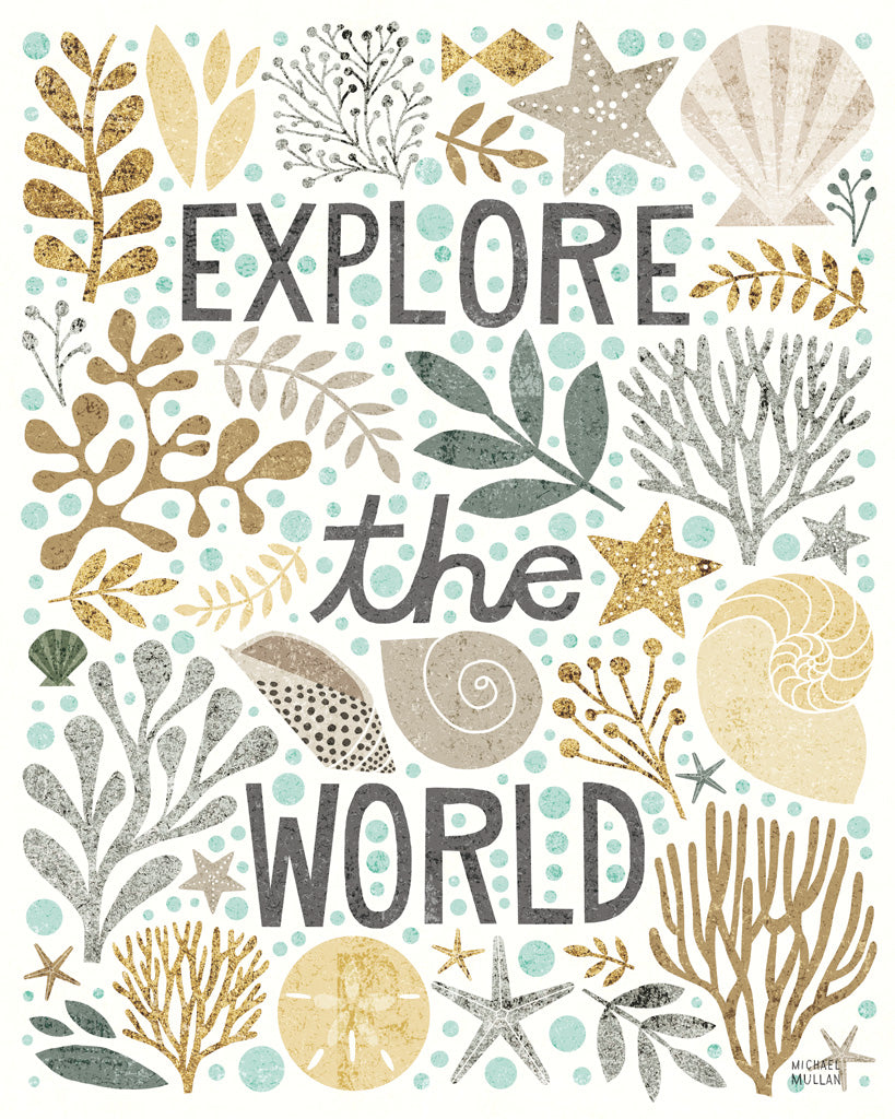 Reproduction of Under Sea Treasures I Gold Neutral by Michael Mullan - Wall Decor Art