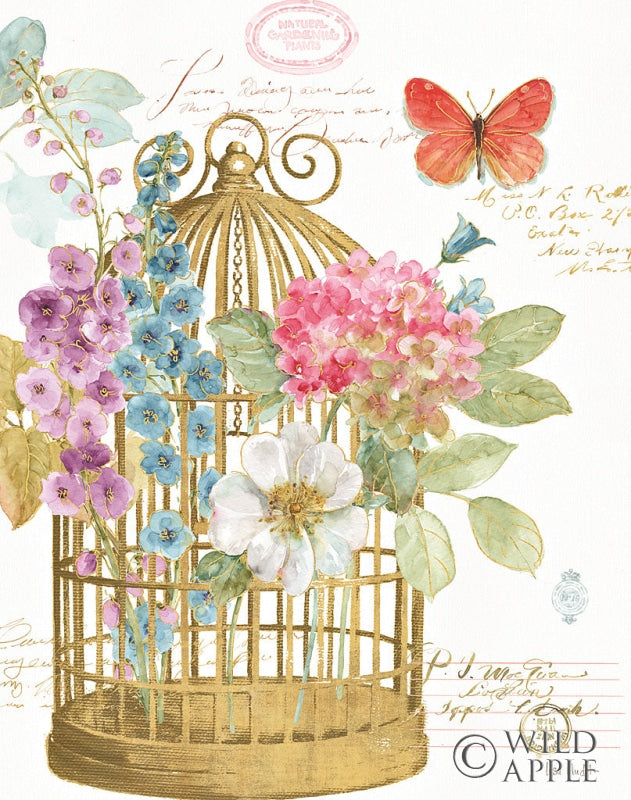 Reproduction of Rainbow Seeds Romantic Birdcage II by Lisa Audit - Wall Decor Art