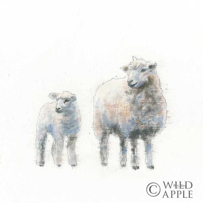 Reproduction of Sheep and Lamb by Emily Adams - Wall Decor Art