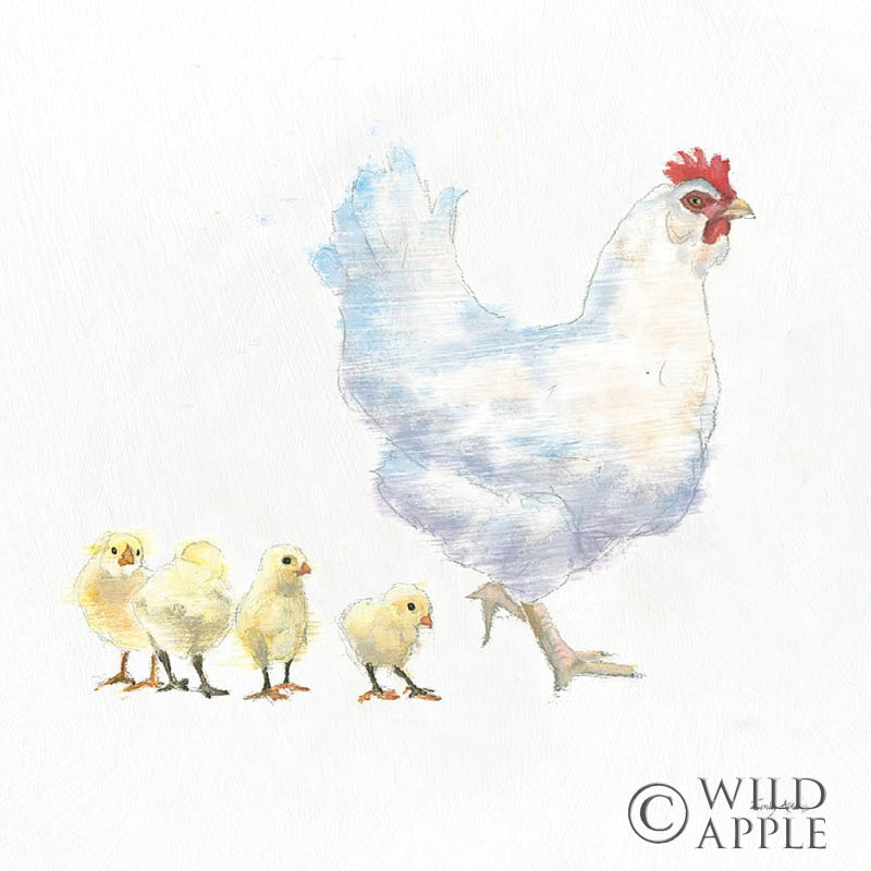 Reproduction of Hen and Chickens by Emily Adams - Wall Decor Art