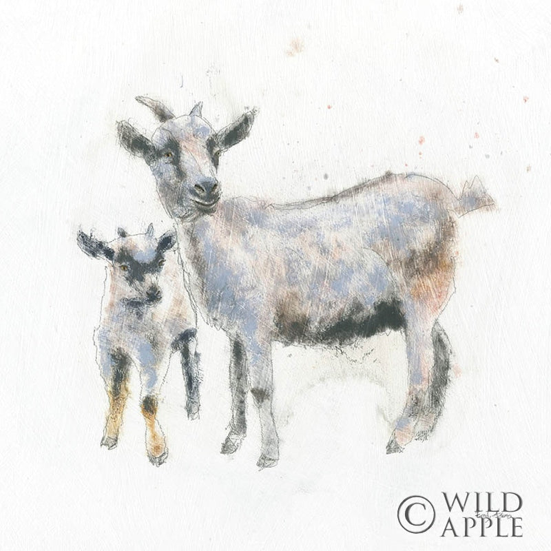 Reproduction of Goat and Kid by Emily Adams - Wall Decor Art