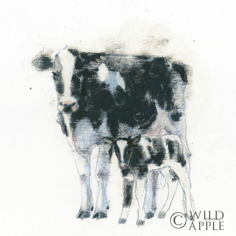 Reproduction of Cow and Calf by Emily Adams - Wall Decor Art