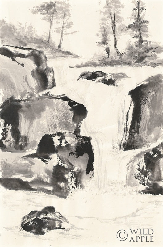 Reproduction of Sumi Waterfall II by Chris Paschke - Wall Decor Art