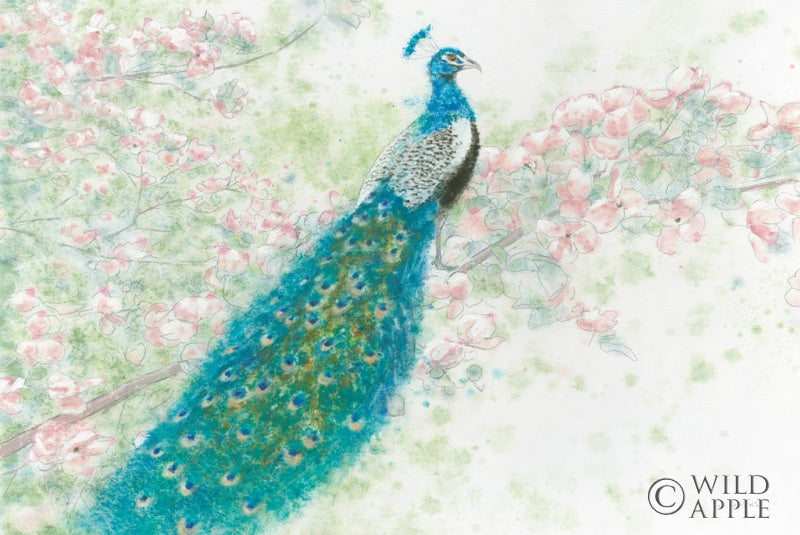 Reproduction of Spring Peacock I Pink Flowers by James Wiens - Wall Decor Art