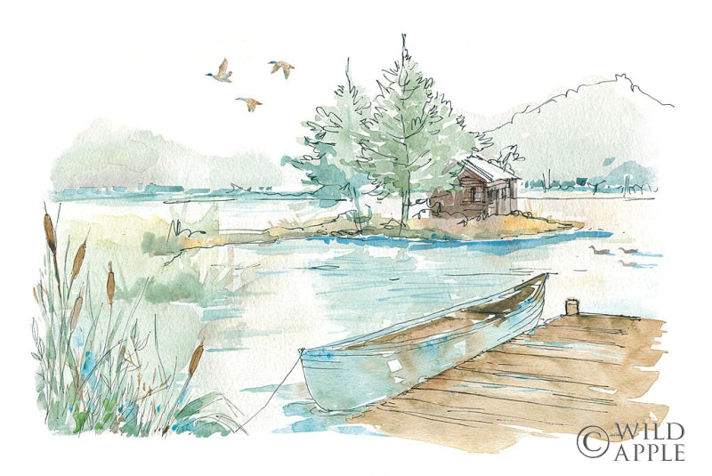 Reproduction of Lakehouse II on White by Anne Tavoletti - Wall Decor Art
