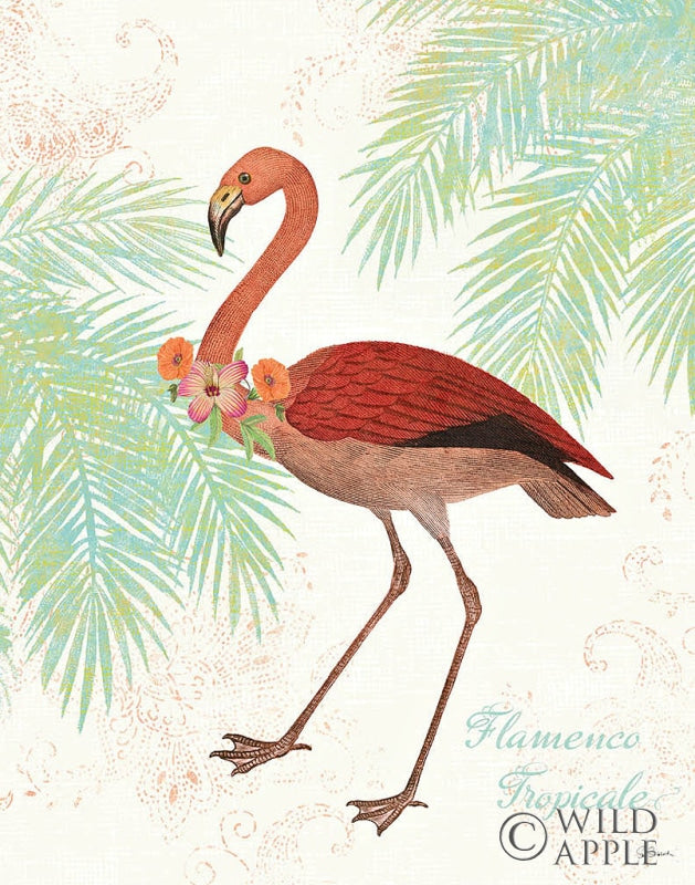 Reproduction of Flamingo Tropicale II by Sue Schlabach - Wall Decor Art
