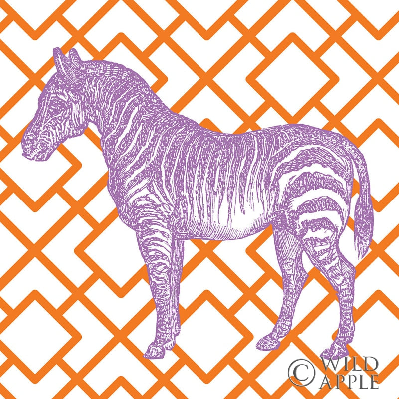 Reproduction of Bright Menagerie Zebra by Wild Apple Portfolio - Wall Decor Art