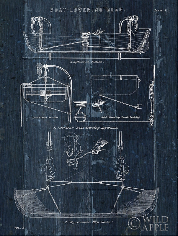 Reproduction of Boat Launching Blueprint I by Wild Apple Portfolio - Wall Decor Art