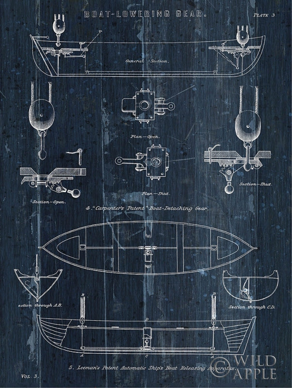 Reproduction of Boat Launching Blueprint II by Wild Apple Portfolio - Wall Decor Art