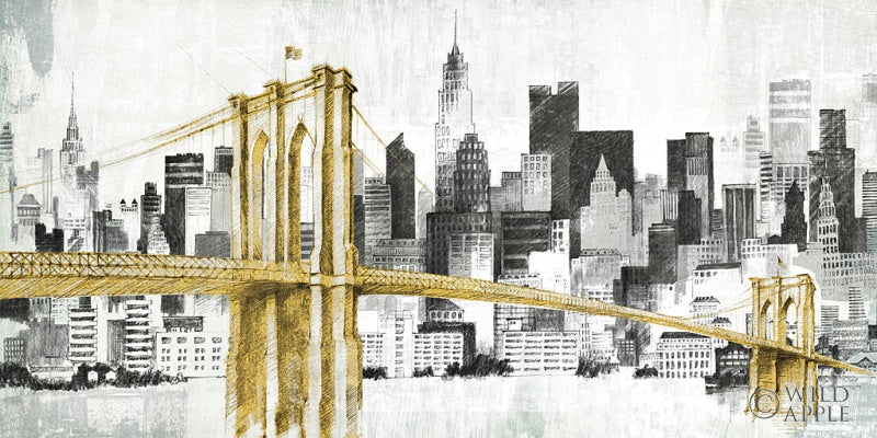 Reproduction of New York Skyline I Yellow Bridge no Words by Avery Tillmon - Wall Decor Art