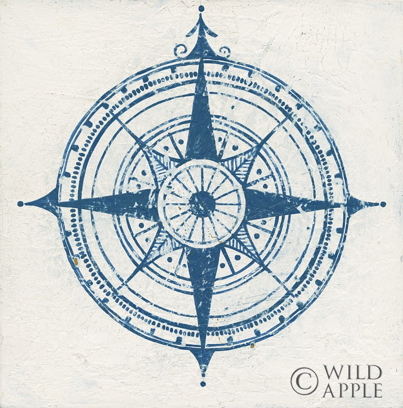 Reproduction of Indigo Gild Compass Rose 2 by Kathrine Lovell - Wall Decor Art