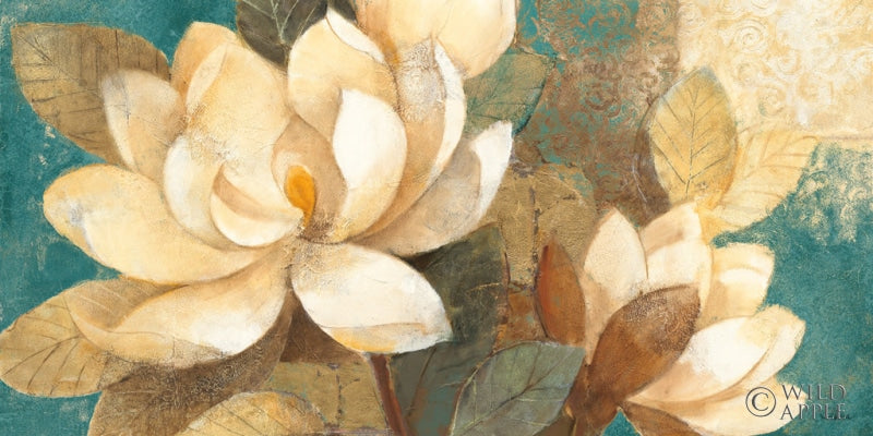 Reproduction of Turquoise Magnolias Crop by Albena Hristova - Wall Decor Art