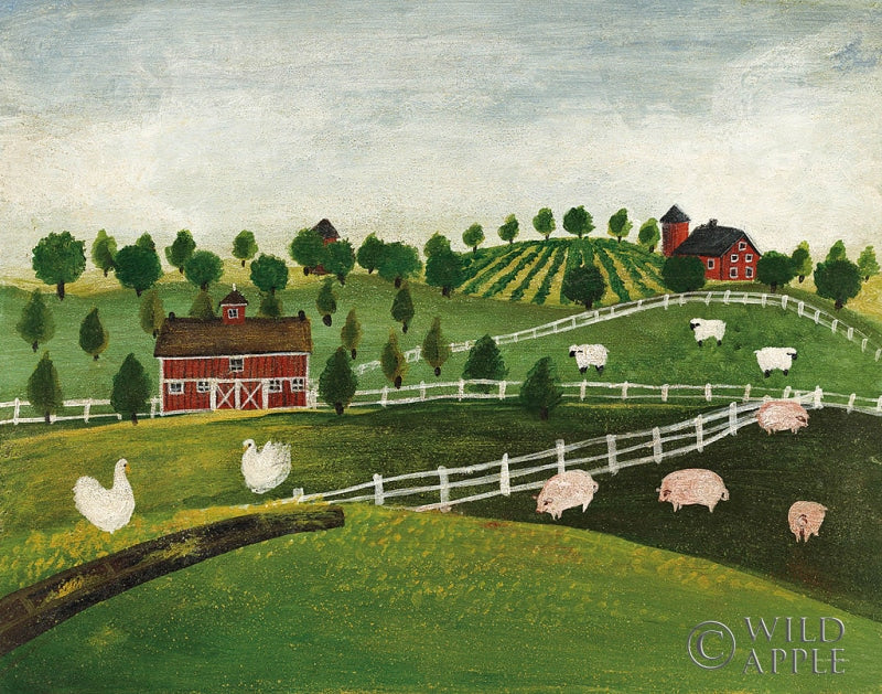 Reproduction of A Day at the Farm I Bright by David Carter Brown - Wall Decor Art