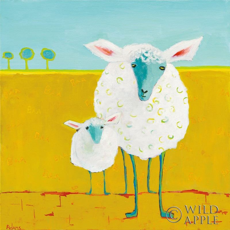 Reproduction of Mama and Baby Sheep by Phyllis Adams - Wall Decor Art
