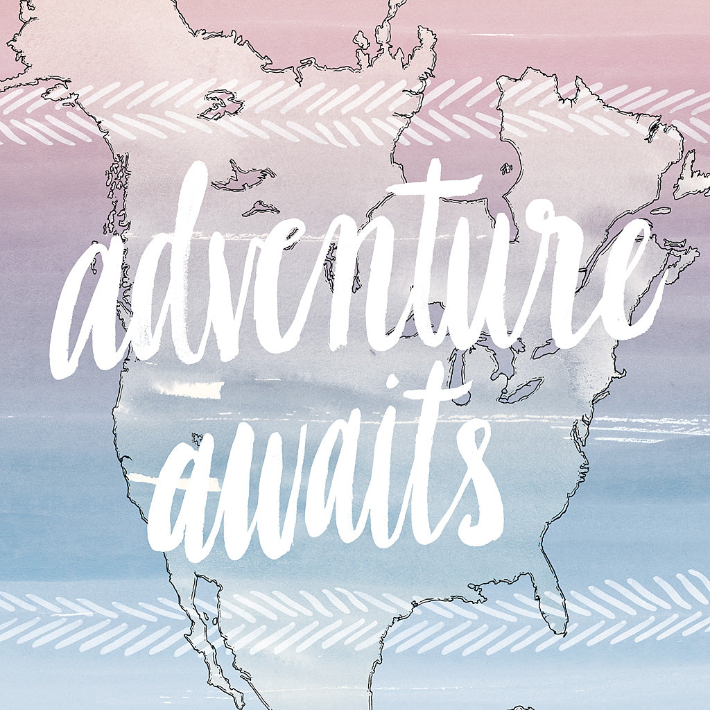 Reproduction of World Traveler  Adventure Awaits by Sara Zieve Miller - Wall Decor Art