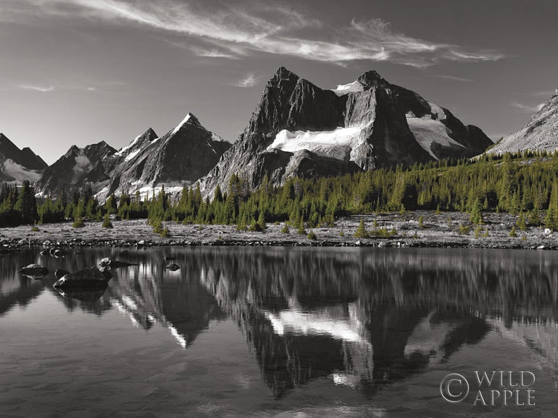 Reproduction of Amethyst Lake Reflection BW with Color by Alan Majchrowicz - Wall Decor Art