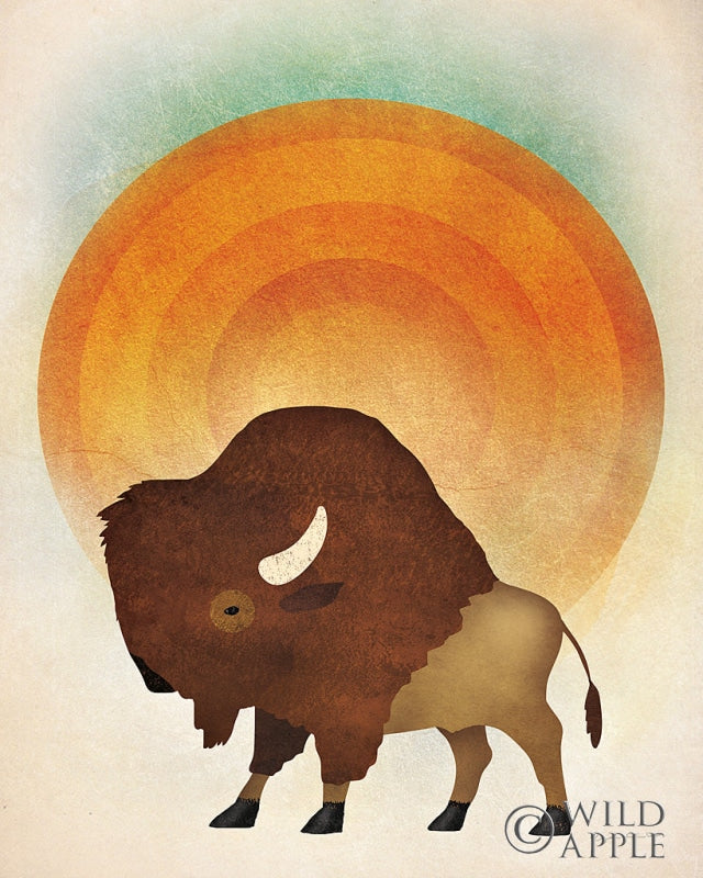Reproduction of Blazing Sun Bison by Ryan Fowler - Wall Decor Art