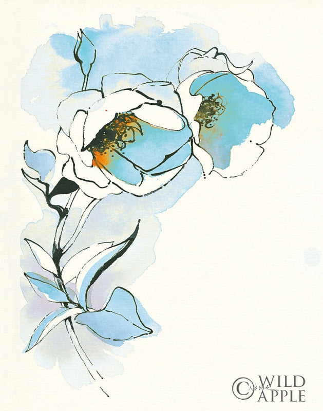 Reproduction of Carols Roses II Blue by Shirley Novak - Wall Decor Art