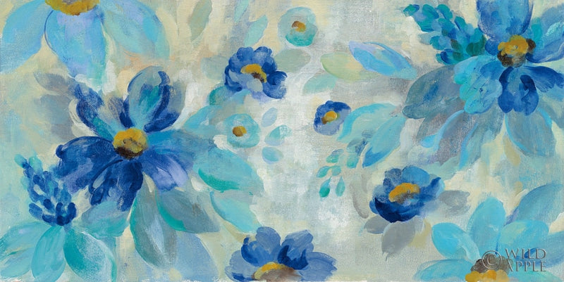Reproduction of Blue Flowers Whisper I by Silvia Vassileva - Wall Decor Art