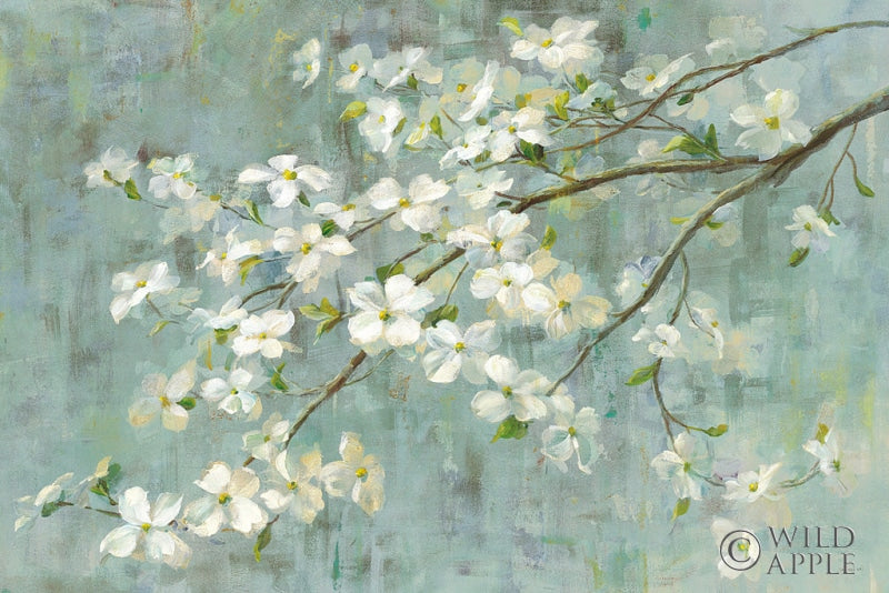 Reproduction of Dogwood in Spring on Blue by Danhui Nai - Wall Decor Art