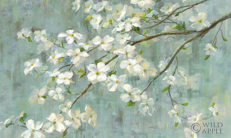 Reproduction of Dogwood in Spring on Blue Crop by Danhui Nai - Wall Decor Art