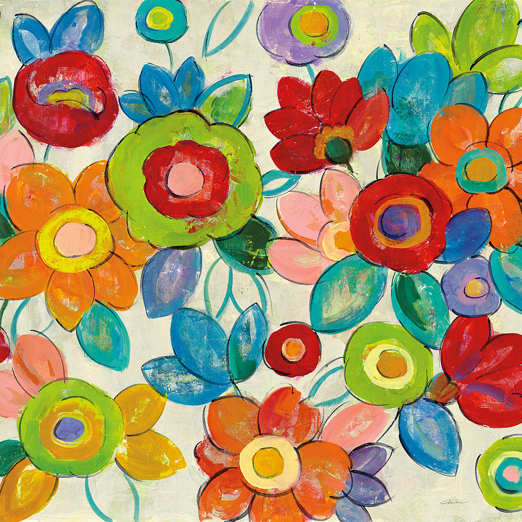 Reproduction of Decorative Flowers Bright Crop by Silvia Vassileva - Wall Decor Art