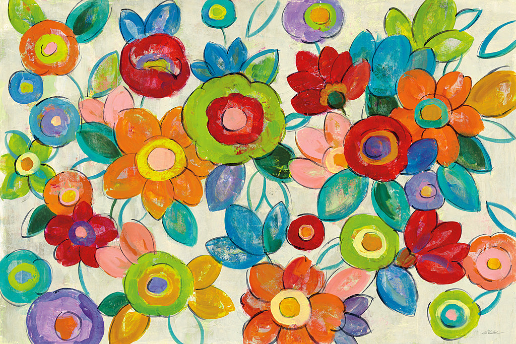 Reproduction of Decorative Flowers Bright by Silvia Vassileva - Wall Decor Art