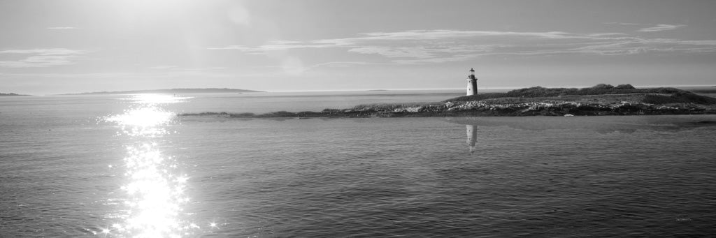 Reproduction of Lighthouse Sound Black and White Crop by Sue Schlabach - Wall Decor Art