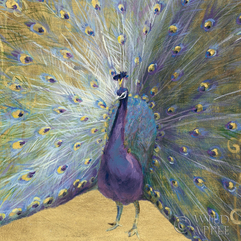 Reproduction of Purple and Gold Peacock by Danhui Nai - Wall Decor Art