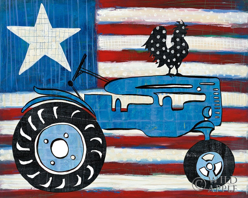 Reproduction of Modern Americana Flag with Tractor by Melissa Averinos - Wall Decor Art