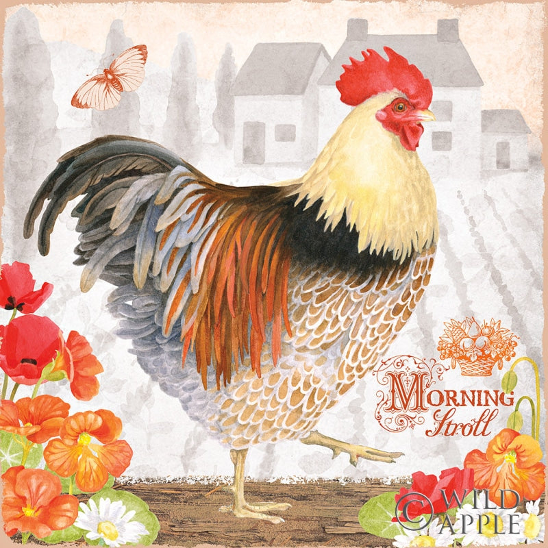 Reproduction of Spicy Morning Stroll Rooster by Beth Grove - Wall Decor Art