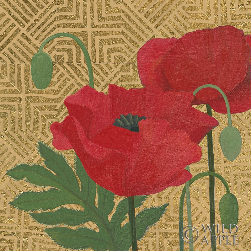 Reproduction of More Poppies with Pattern by Kathrine Lovell - Wall Decor Art