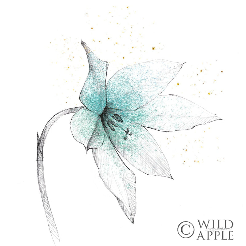 Reproduction of Teal Graphite Flower VIII by Avery Tillmon - Wall Decor Art