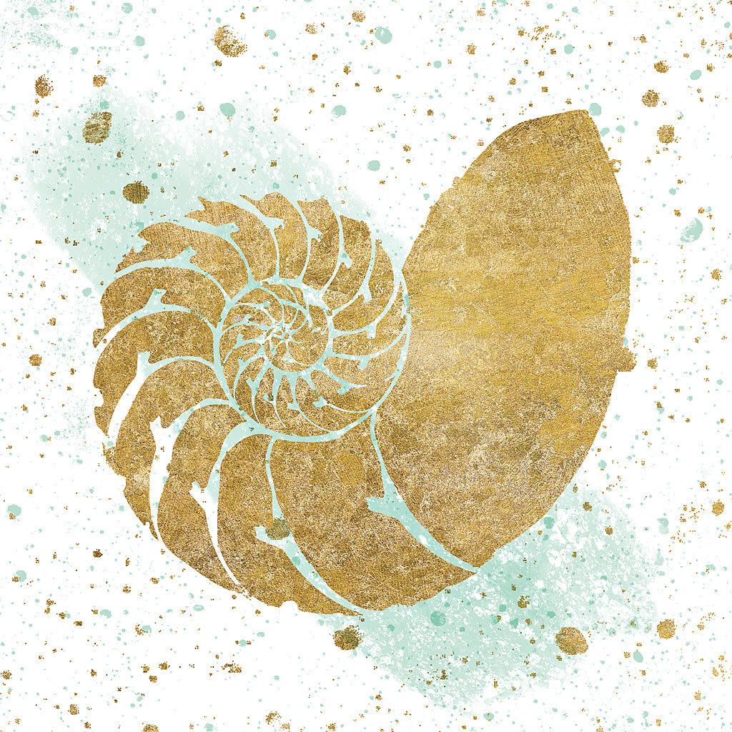 Reproduction of Silver Sea Life Aqua Shell by Wild Apple Portfolio - Wall Decor Art
