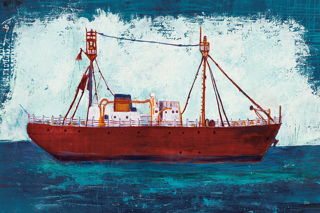 Reproduction of Nantucket Lightship Navy no Words by Melissa Averinos - Wall Decor Art
