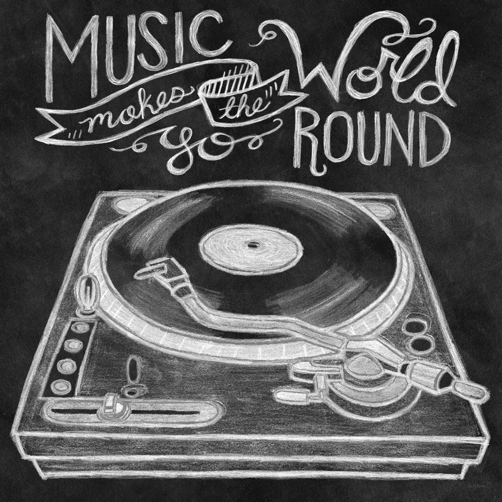 Reproduction of Retro Record Player Chalk by Mary Urban - Wall Decor Art