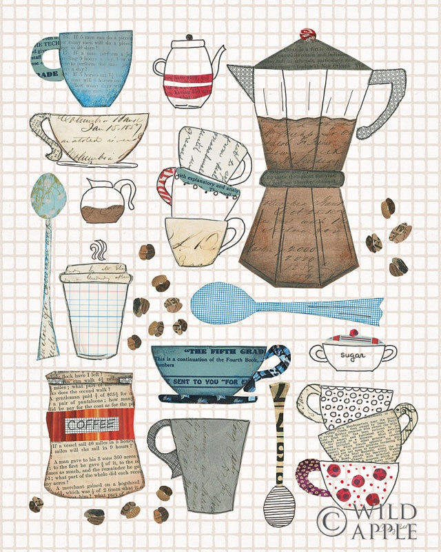 Reproduction of Coffee Chart I v2 Gingham by Courtney Prahl - Wall Decor Art