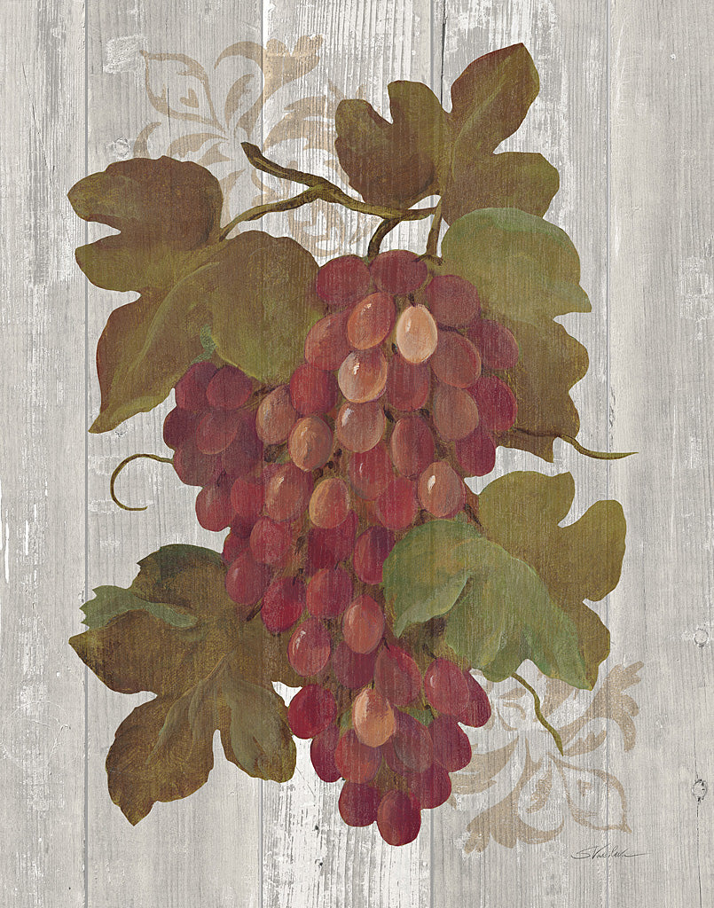 Reproduction of Autumn Grapes I on Wood by Silvia Vassileva - Wall Decor Art