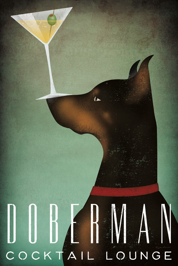 Reproduction of Doberman Martini by Ryan Fowler - Wall Decor Art