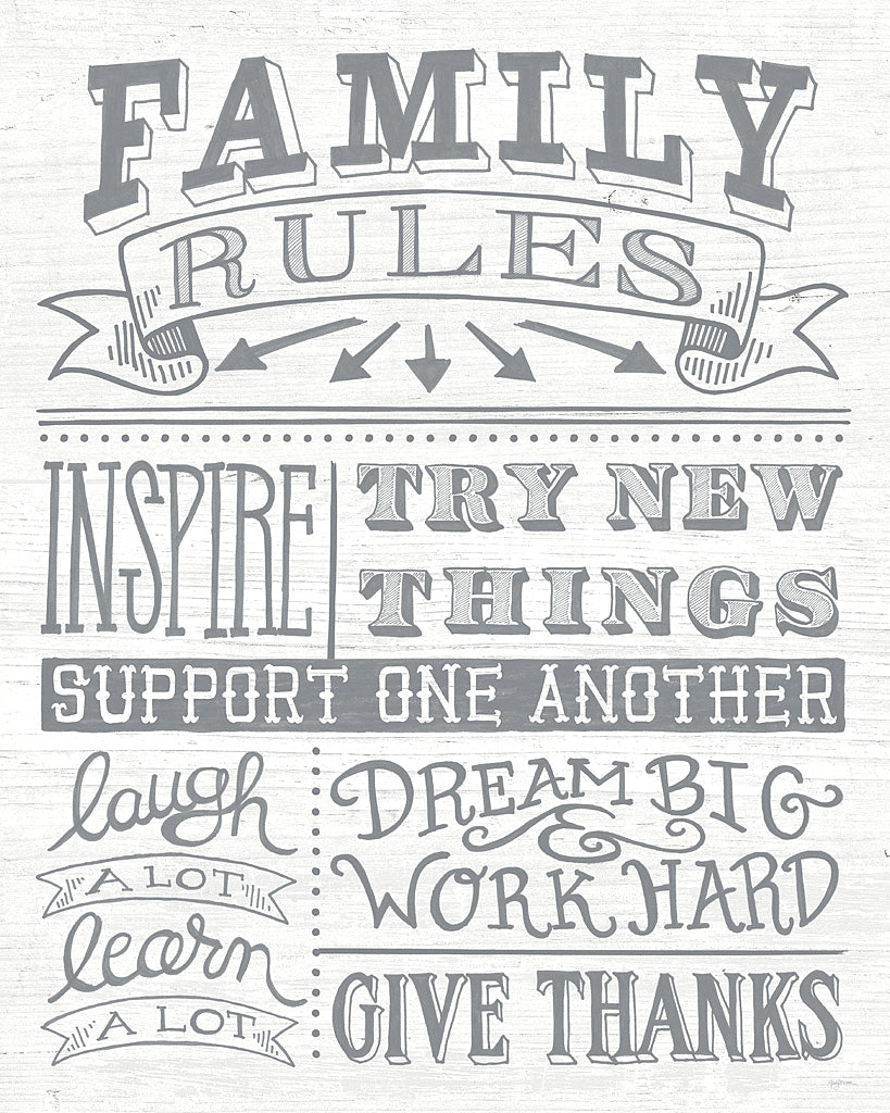 Reproduction of Family Rules II Gray Words by Mary Urban - Wall Decor Art