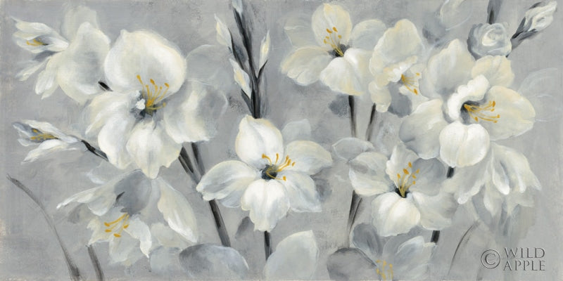 Reproduction of Flowers on Gray by Silvia Vassileva - Wall Decor Art
